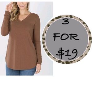 3/$19 Zenana outfitters vneck long sleeve shirt